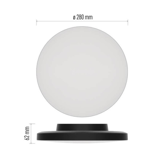 Emos LED Anbauleuchte, Deckenleuchte Dioni 15W CCT warm-/neutral-/tageslichtweiss 3000K/4000K/5700K IP55 Schwarz Ø28cm ZM7153