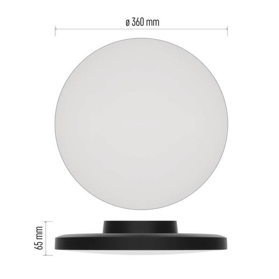 Emos LED Anbauleuchte, Deckenleuchte Dioni 18W CCT warm-/neutral-/tageslichtweiss 3000K/4000K/5700K IP55 Schwarz Ø36cm ZM7154