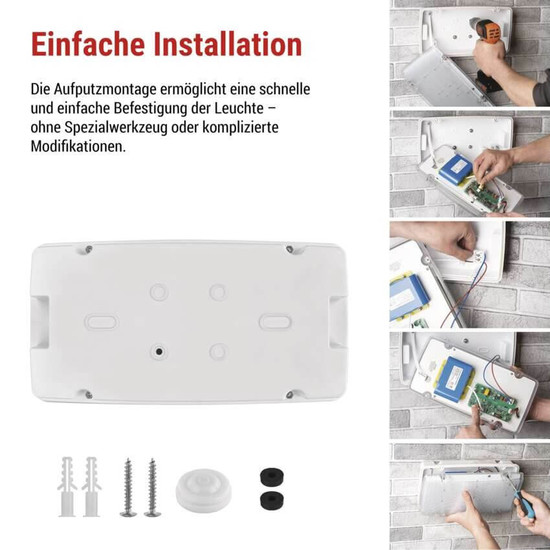 Emos LED Notleuchte Nessi 10W einstellbar tageslichtweiss 6500K Akku IP66 Weiß 32x17cm ZN1120