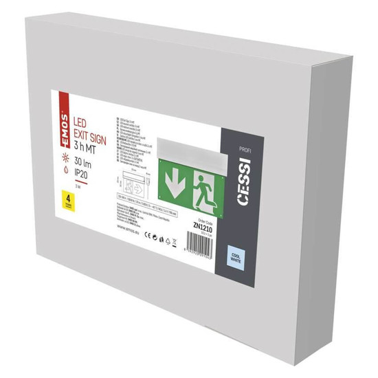 Emos LED Notleuchte Cessi 3W neutralweiss 5000K Akku Weiß 31,5x22cm ZN1210