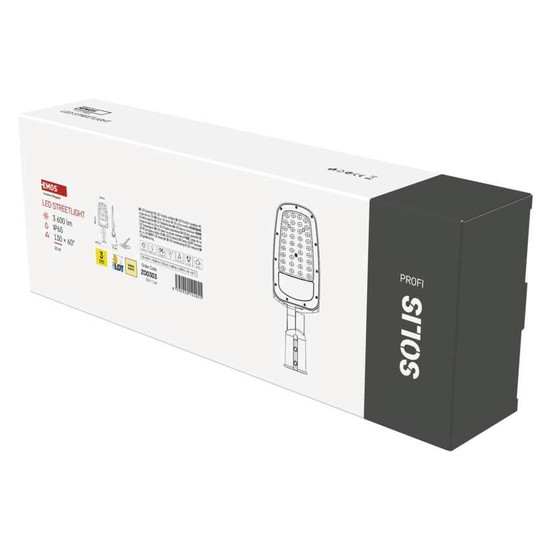 Emos LED Straßenleuchte Solis 30W warmweiss 3000K IP65 Grau Aluminium 41x15cm ZO0303