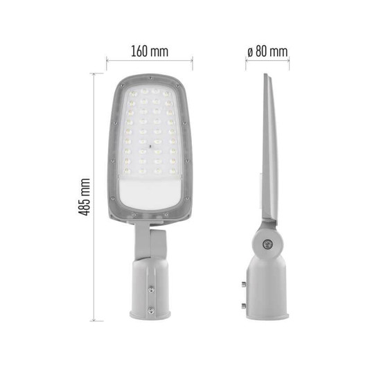 Emos LED Straßenleuchte Solis 30W neutralweiss 4000K IP65 Grau Aluminium 41x15cm ZO0304