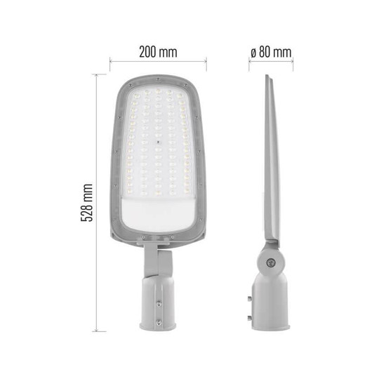 Emos LED Straßenleuchte Solis 70W neutralweiss 4000K IP65 Grau Aluminium 51,5x17,5cm ZO0704