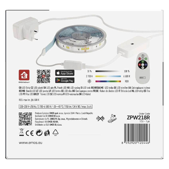 Emos LED Streifen RGB 11W CCT warm-/tageslichtweiss 2700K/6500K WiFi 200cm ZPW218R