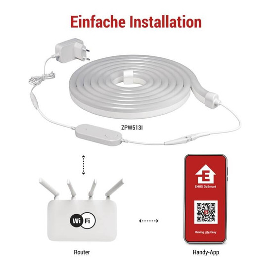 Emos LED Streifen GoSmart RGBIC 33W dimmbar WiFi Weiß 5m ZPW513I