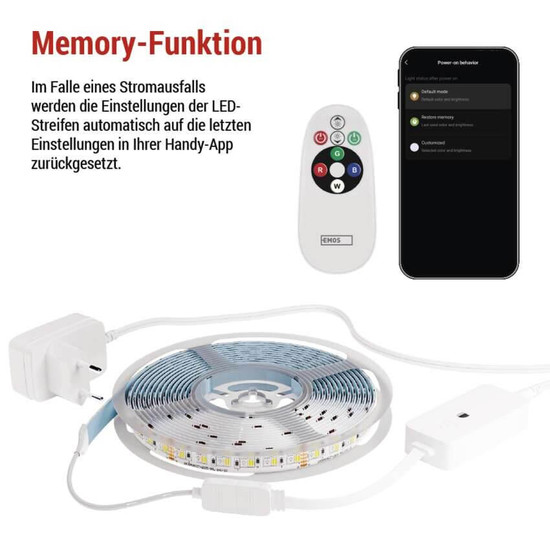 Emos LED Streifen RGB 21W CCT warm-/tageslichtweiss 2700K/6500K WiFi 5m ZPW518R