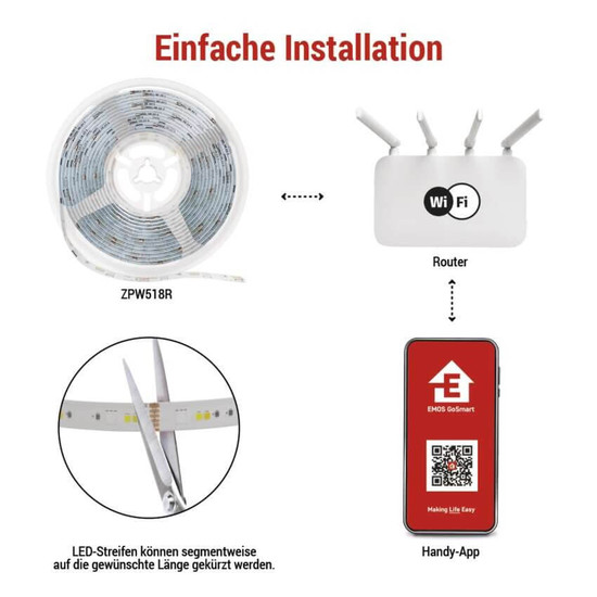 Emos LED Streifen RGB 21W CCT warm-/tageslichtweiss 2700K/6500K WiFi 5m ZPW518R