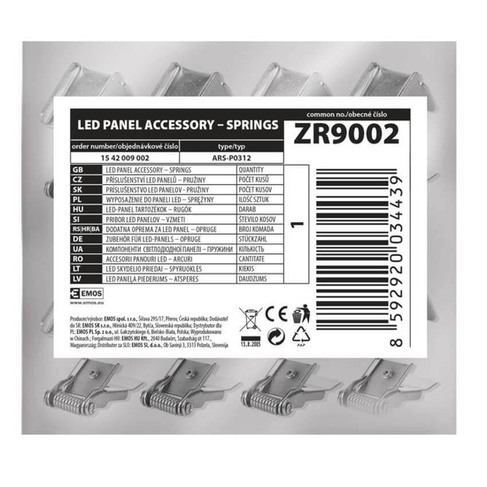 Emos Leuchtenzubehör 6 Springfedern für Panel 120x30cm Metall ZR9002