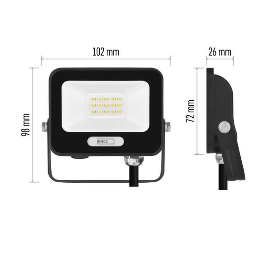 Emos LED Fluter Glaro 10W neutralweiss 4000K IP65 Schwarz Aluminium ZS2214B