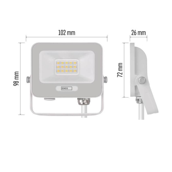 Emos LED Fluter Glaro 10W neutralweiss 4000K IP65 Weiß Aluminium ZS2214W