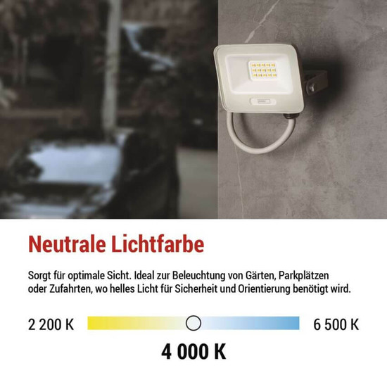 Emos LED Fluter Glaro 10W neutralweiss 4000K IP65 Weiß Aluminium ZS2214W