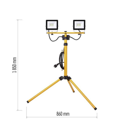 Emos LED Fluter Set mit Stativ Hobby Slim 2x 20,5W neutralweiss 4000K IP65 Schwarz Gelb Aluminium 86x86cm ZS2221.2