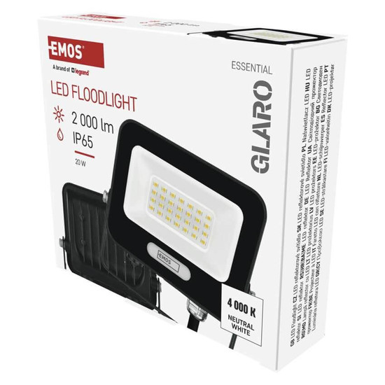 Emos LED Fluter Glaro 20W neutralweiss 4000K IP65 Schwarz Aluminium 12x11cm ZS2224B