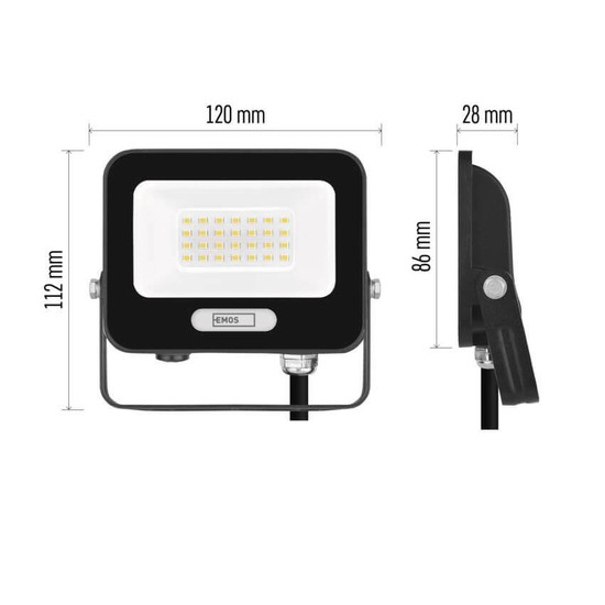 Emos LED Fluter Glaro 20W neutralweiss 4000K IP65 Schwarz Aluminium 12x11cm ZS2224B