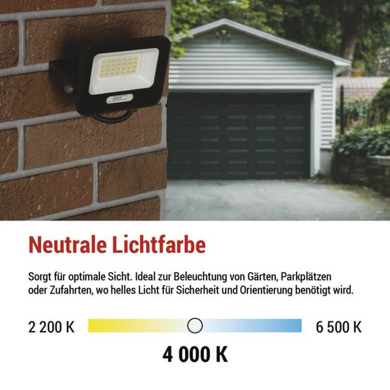 Emos LED Fluter Glaro 20W neutralweiss 4000K IP65 Schwarz Aluminium 12x11cm ZS2224B