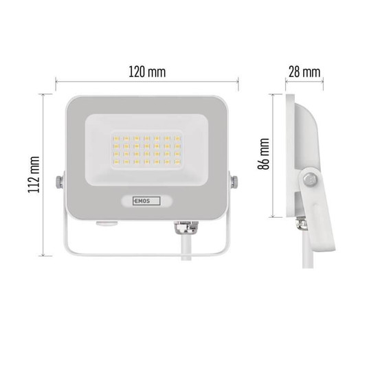 Emos LED Fluter Glaro 20W neutralweiss 4000K IP65 Weiß Aluminium 12x11cm ZS2224W