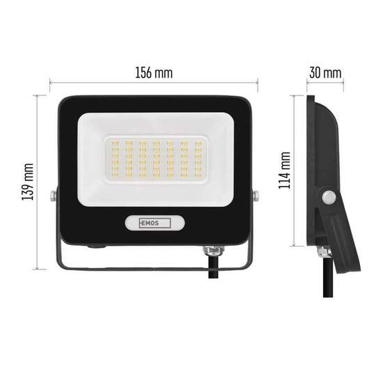 Emos LED Fluter Glaro 30W neutralweiss 4000K IP65 Schwarz Aluminium 16x14cm ZS2234B