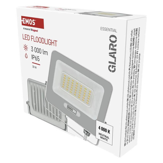 Emos LED Fluter Glaro 30W neutralweiss 4000K IP65 Weiß Aluminium 16x14cm ZS2234W