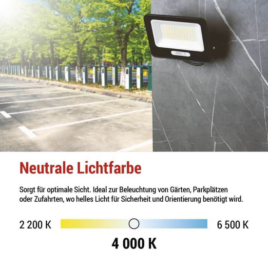 Emos LED Fluter Glaro 50W neutralweiss 4000K IP65 Schwarz Aluminium 19x16,5cm ZS2244B