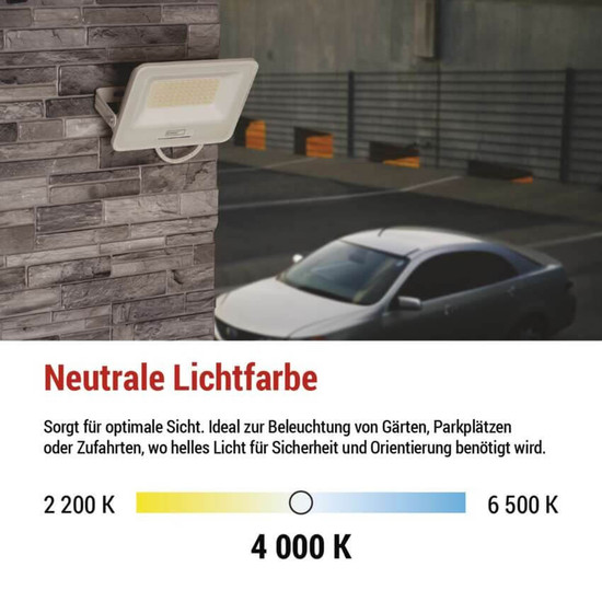 Emos LED Fluter Glaro 50W neutralweiss 4000K IP65 Weiß Aluminium 19x16,5cm ZS2244W