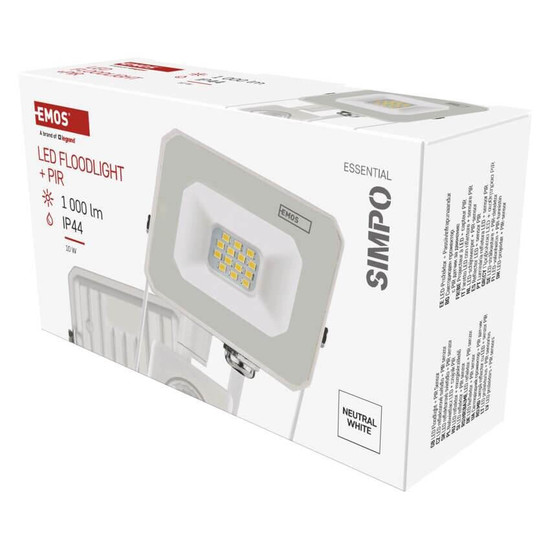 Emos LED Fluter mit Bewegungsmelder Simpo 10W neutralweiss 4000K IP44 Weiß Aluminium ZS2313W