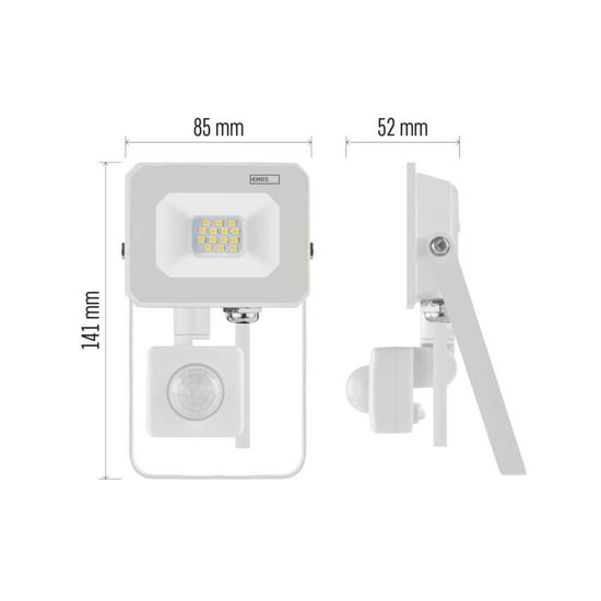 Emos LED Fluter mit Bewegungsmelder Simpo 10W neutralweiss 4000K IP44 Weiß Aluminium ZS2313W