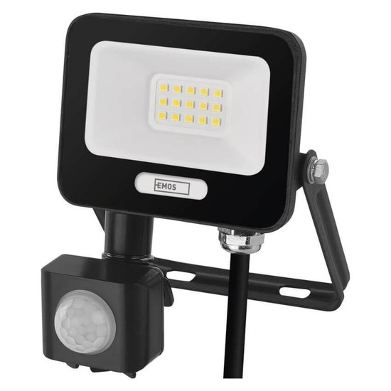 Emos LED Fluter mit Bewegungsmelder Glaro 10W neutralweiss 4000K IP54 Schwarz Aluminium 10,5x13cm ZS2314B