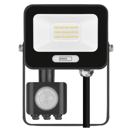 Emos LED Fluter mit Bewegungsmelder Glaro 10W neutralweiss 4000K IP54 Schwarz Aluminium 10,5x13cm ZS2314B