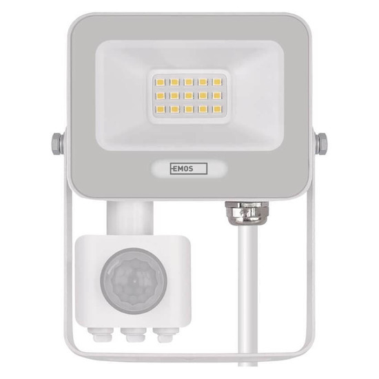 Emos LED Fluter mit Bewegungsmelder Glaro 10W neutralweiss 4000K IP54 Weiß Aluminium 10,5x13cm ZS2314W