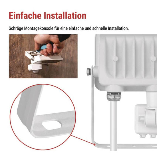Emos LED Fluter mit Bewegungsmelder Glaro 10W neutralweiss 4000K IP54 Weiß Aluminium 10,5x13cm ZS2314W
