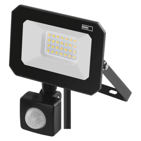 Emos LED Fluter mit Bewegungsmelder Simpo 20W neutralweiss 4000K IP44 Schwarz Aluminium 11x16cm ZS2323
