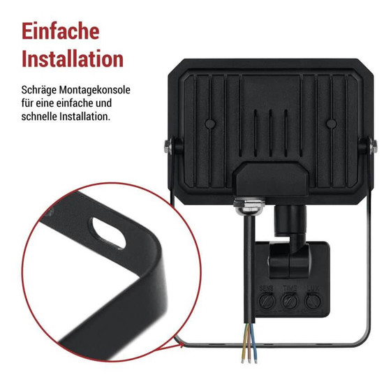 Emos LED Fluter mit Bewegungsmelder Simpo 20W neutralweiss 4000K IP44 Schwarz Aluminium 11x16cm ZS2323