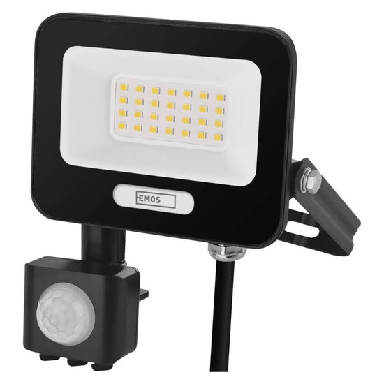 Emos LED Fluter mit Bewegungsmelder Glaro 20W neutralweiss 4000K IP54 Schwarz Aluminium 12x15cm ZS2324B