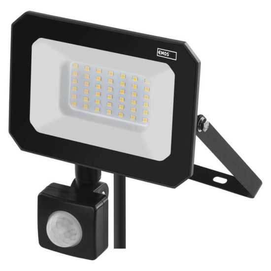 Emos LED Fluter mit Bewegungsmelder Simpo 30W neutralweiss 4000K IP44 Schwarz Aluminium 14x17,5cm ZS2333