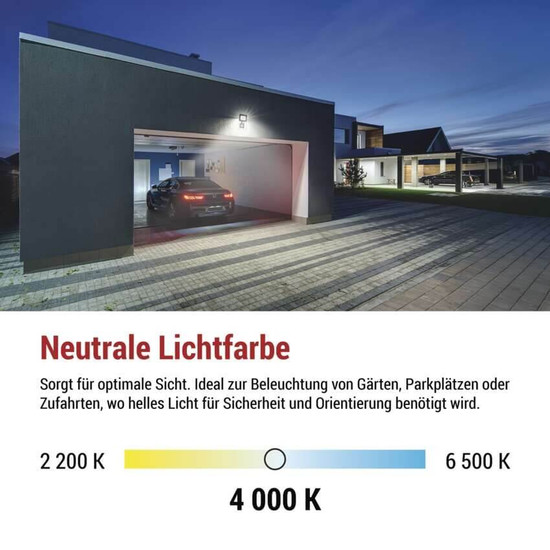 Emos LED Fluter mit Bewegungsmelder Simpo 30W neutralweiss 4000K IP44 Schwarz Aluminium 14x17,5cm ZS2333