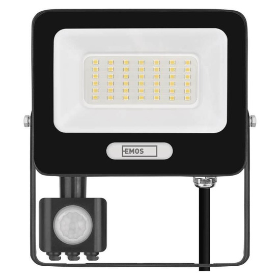 Emos LED Fluter mit Bewegungsmelder Glaro 30W neutralweiss 4000K IP54 Schwarz Aluminium 16x18cm ZS2334B