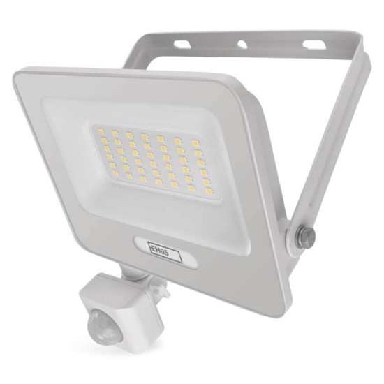 Emos LED Fluter mit Bewegungsmelder Glaro 30W neutralweiss 4000K IP54 Weiß Aluminium 16x18cm ZS2334W