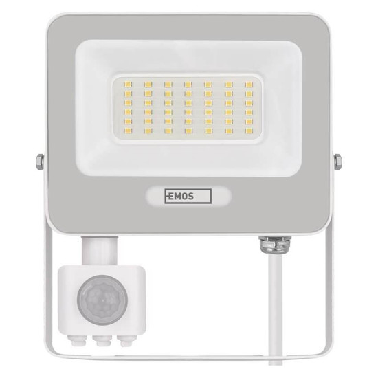 Emos LED Fluter mit Bewegungsmelder Glaro 30W neutralweiss 4000K IP54 Weiß Aluminium 16x18cm ZS2334W