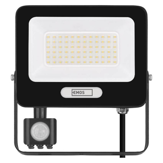 Emos LED Fluter mit Bewegungsmelder Glaro 50W neutralweiss 4000K IP54 Schwarz Aluminium 19x20cm ZS2344B