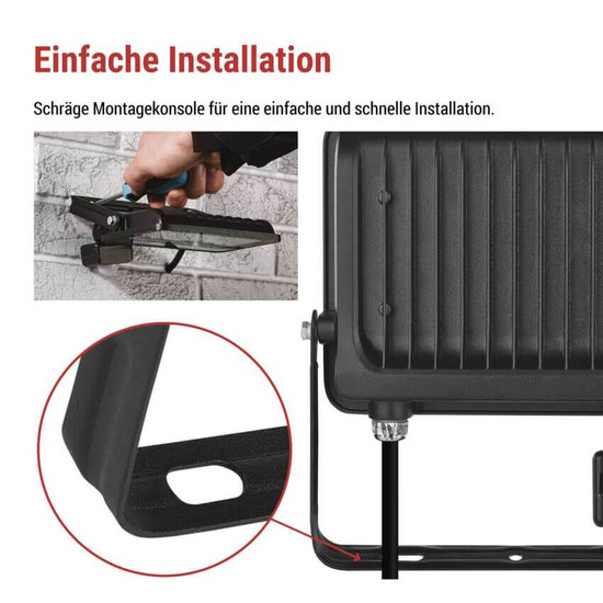 Emos LED Fluter mit Bewegungsmelder Glaro 50W neutralweiss 4000K IP54 Schwarz Aluminium 19x20cm ZS2344B