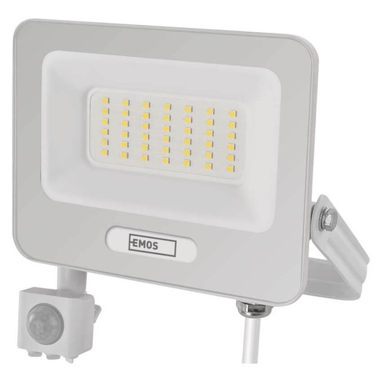 Emos LED Fluter mit Bewegungsmelder Glaro 50W neutralweiss 4000K IP54 Weiß Aluminium 19x20cm ZS2344W