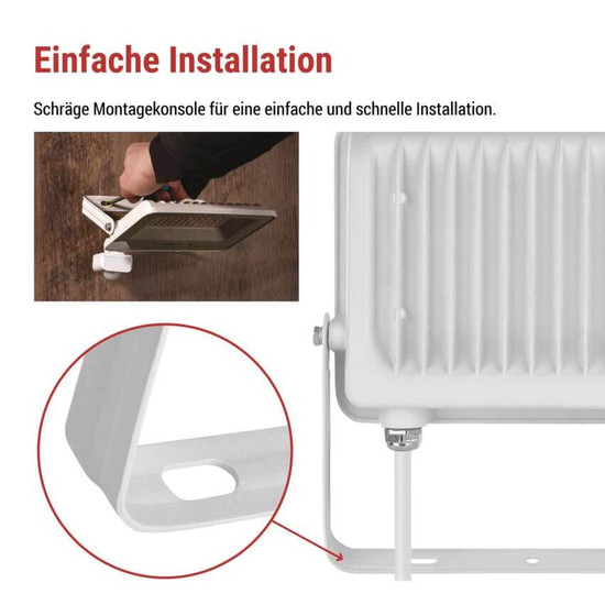 Emos LED Fluter mit Bewegungsmelder Glaro 50W neutralweiss 4000K IP54 Weiß Aluminium 19x20cm ZS2344W