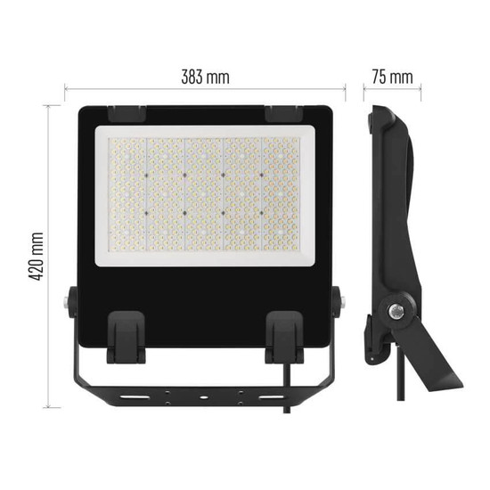 Emos LED Fluter Aveno 200W einstellbar neutralweiss 4000K IP66 Schwarz Aluminium 37x39cm ZS2463