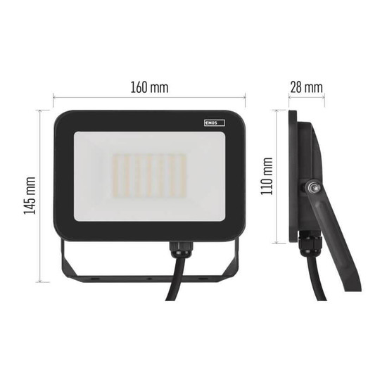 Emos LED Fluter Inovo 30W neutralweiss 4000K IP65 Anthrazit Aluminium 16x11cm ZS2632