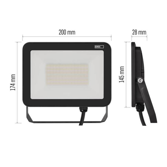 Emos LED Fluter Inovo 50W neutralweiss 4000K IP65 Anthrazit Aluminium 20x14,5cm ZS2642