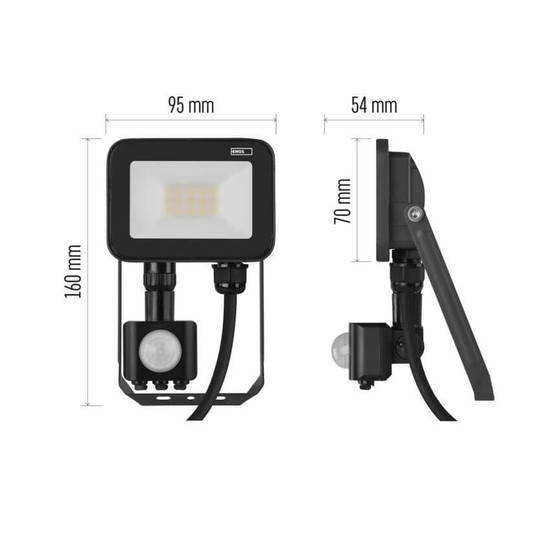 Emos LED Fluter mit Bewegungsmelder Inovo 10W neutralweiss 4000K IP65 Anthrazit Aluminium ZS2712