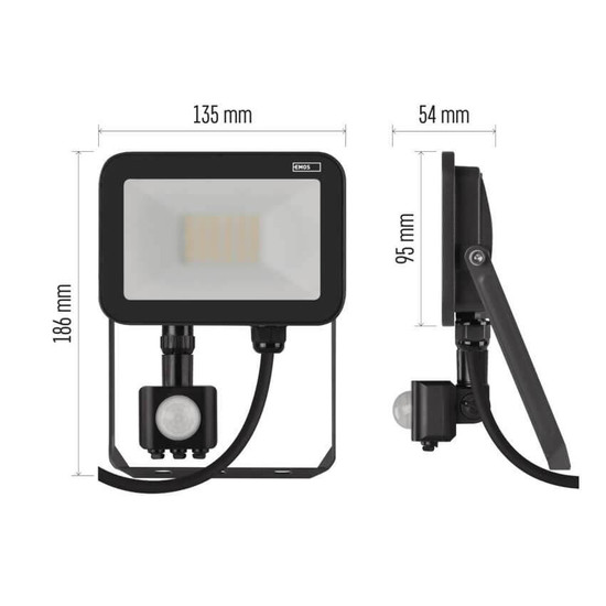 Emos LED Fluter mit Bewegungsmelder Inovo 20W neutralweiss 4000K IP65 Anthrazit Aluminium ZS2722