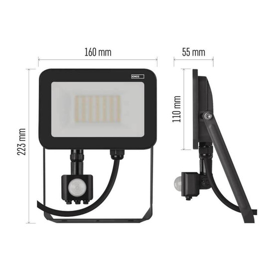 Emos LED Fluter mit Bewegungsmelder Inovo 30W neutralweiss 4000K IP65 Anthrazit Aluminium 16x11cm ZS2732
