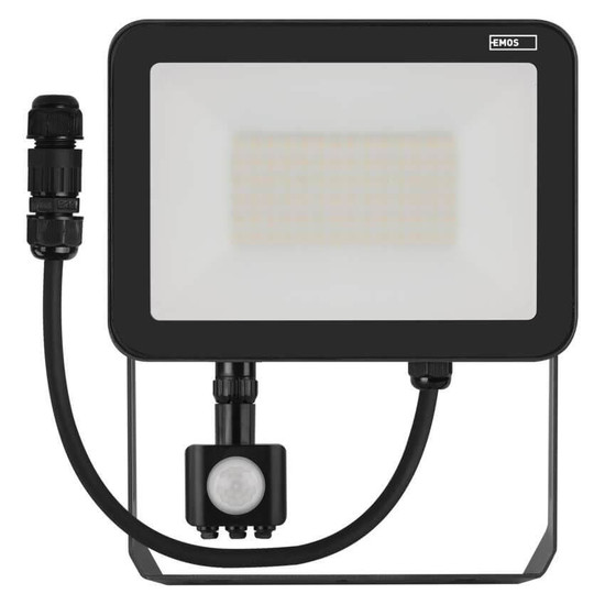 Emos LED Fluter mit Bewegungsmelder Inovo 50W neutralweiss 4000K IP65 Anthrazit Aluminium 20x14,5cm ZS2742