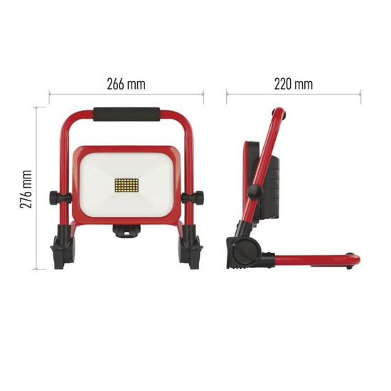 Emos LED Fluter Acco 35W tageslichtweiss 6500K Akku IP54 Rot Schwarz Aluminium 27x22cm ZS2823